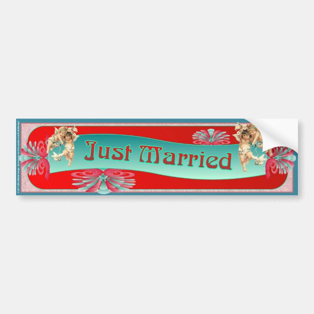 JUST MARRIED Bumper Sticker (Front)