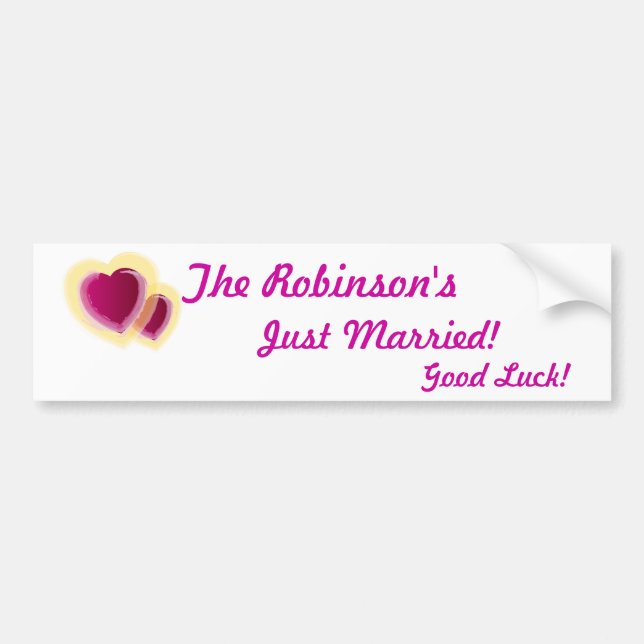 Just Married Bumper Sticker-Customize Sticker (Front)