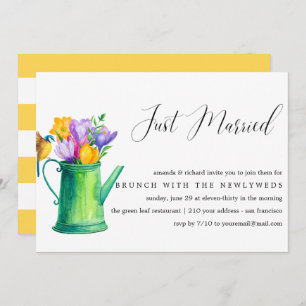 Just Married Bunch of Flowers post wedding brunch Invitation