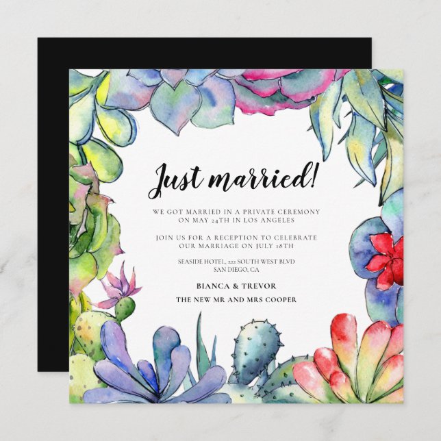 Just married! Cacti & succulents announcement (Front/Back)