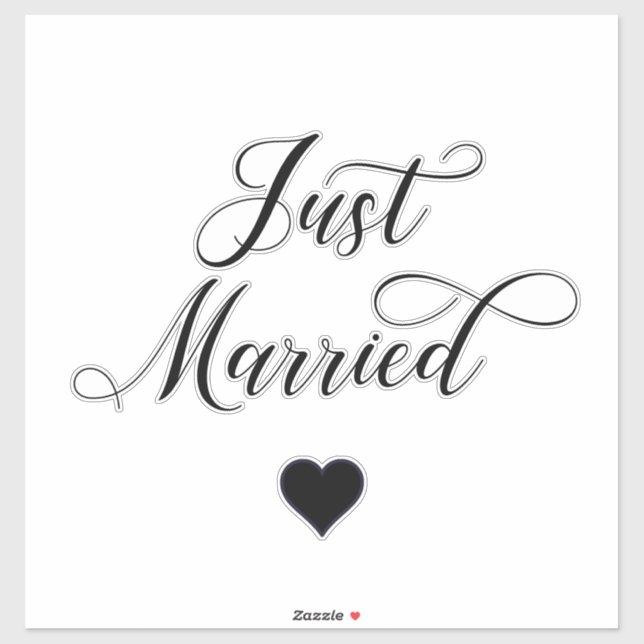 Just Married Calligraphy Style Decal (Sheet)
