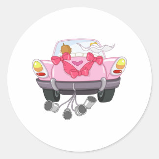Just Married Car 27 Classic Round Sticker