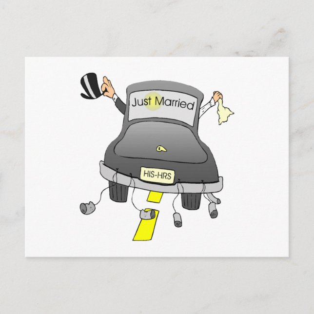 Just Married Car Announcement Postcard (Front)