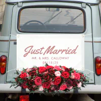 Just married, Just married car, Just married banner
