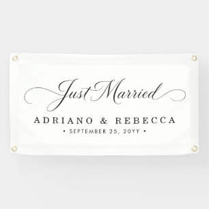 Just Married Car Banner Elegant Wedding Getaway