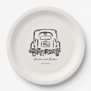 Just Married Car Custom Wedding Favors Paper Plates