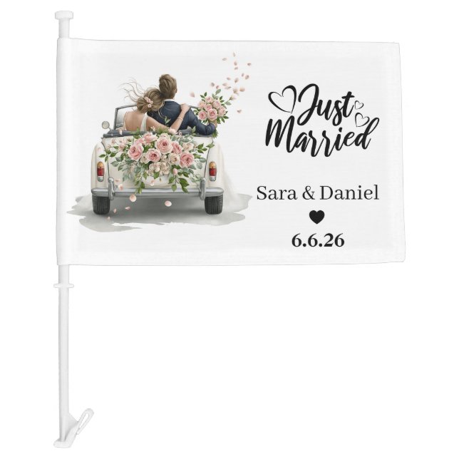 Just Married Car Flag (Front)
