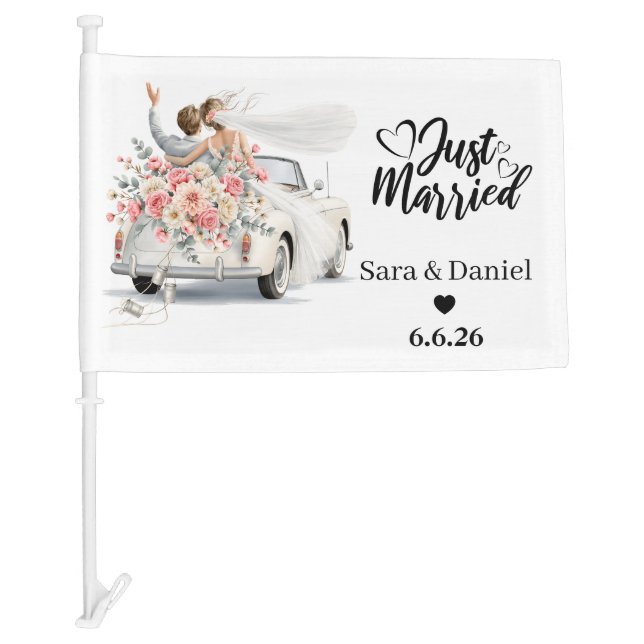 Just Married Car Flag (Front)