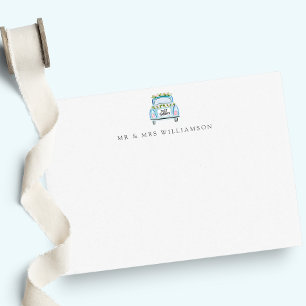 Just Married Car Newly Weds Personalized Note Card