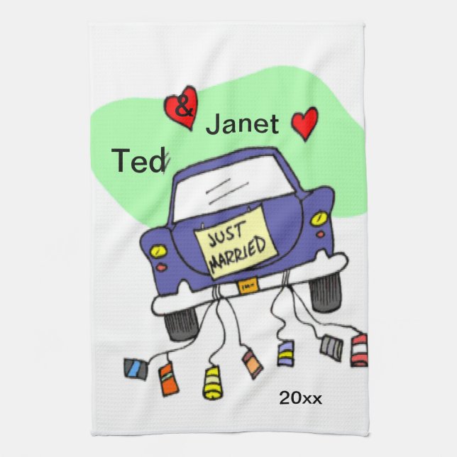 Just Married Car Towel (Vertical)