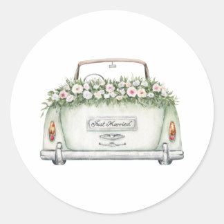 Just Married Car Watercolor Sticker