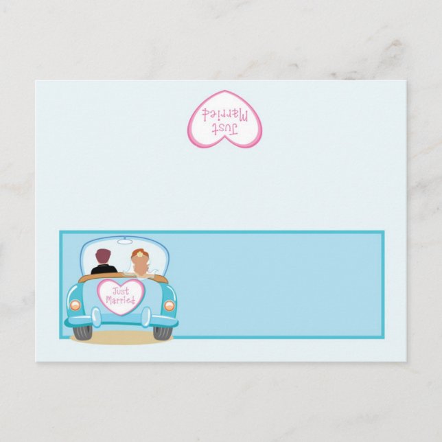 Just Married Car Wedding Writable Place Card (Front)