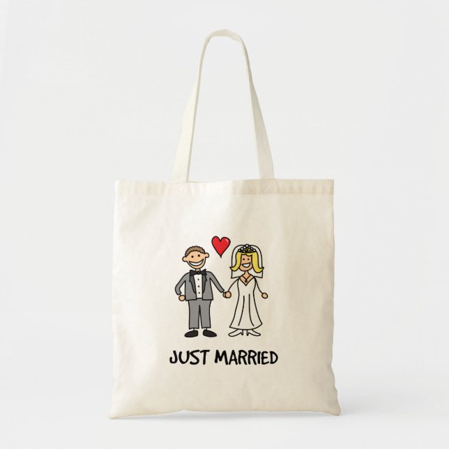 Just Married Cartoon Tote Bag (Front)