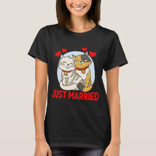 Just Married Cat  Bride Groom Wedding T-Shirt