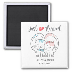 Just Married Cat Wedding  Magnet
