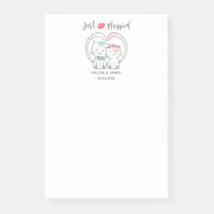Just Married Cat Wedding  Post-it Notes