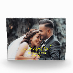 Just Married Celebrate Love with personalised Photo Block