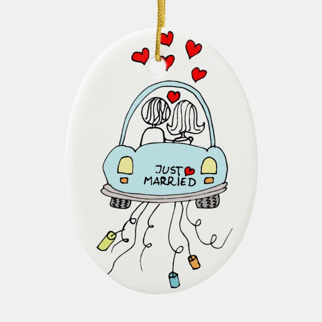 Just Married Ceramic Ornament (Front)