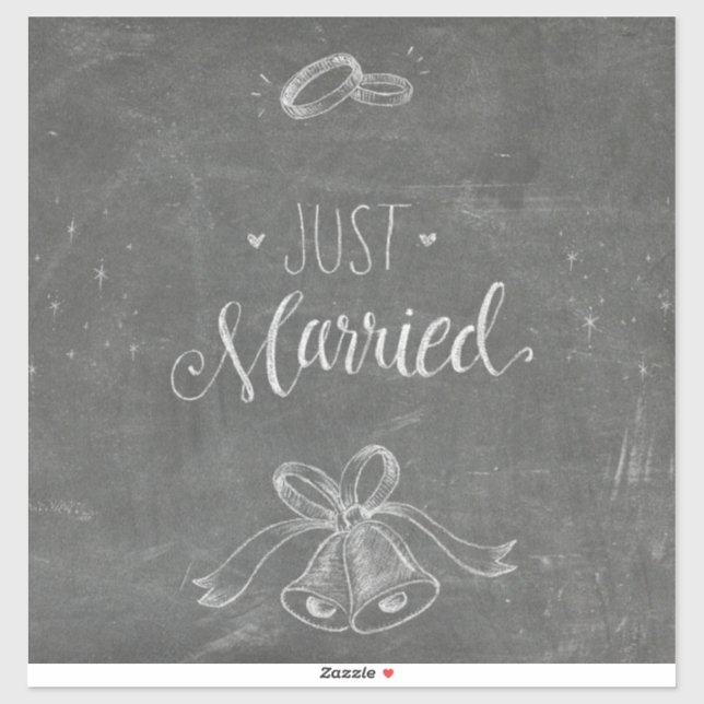 Just Married Chalkboard Weddings Rings and Bells   Sticker (Sheet)