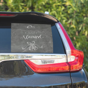 Just Married Chalkboard Weddings Rings and Bells   Sticker
