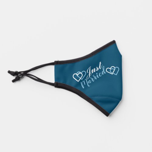 Just Married Chic Typography Wedding Teal Blue  Premium Face Mask