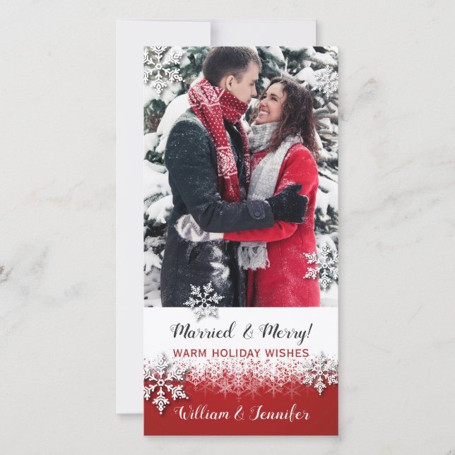 Just Married Christmas Photo Holiday Card (Front)