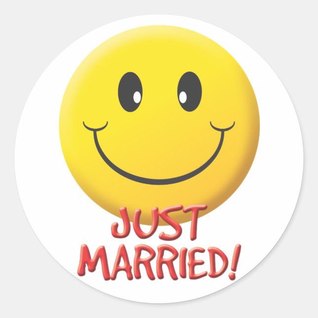 Just Married Classic Round Sticker (Front)