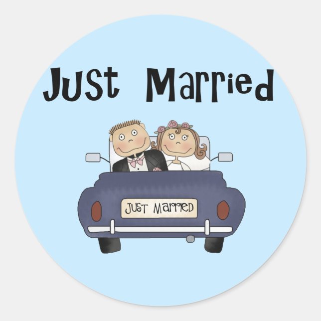 Just Married Classic Round Sticker (Front)