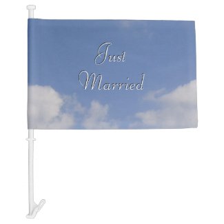 Just Married Clouds Car Flag