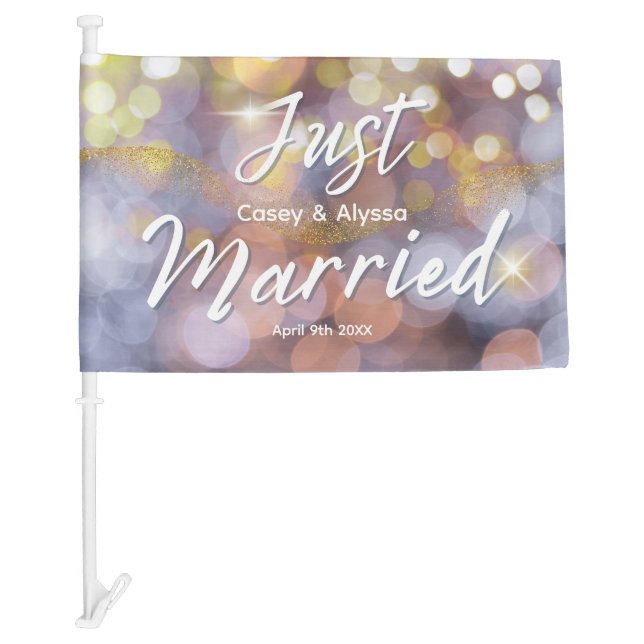 Just Married - Congrats Wedding Custom Car Flag (Front)