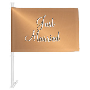 Just Married Copper Car Flag