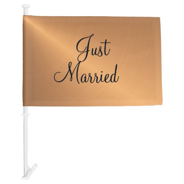 Just Married Copper Car Flag (Front)