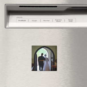 Just Married Couple Leaving Church Custom Photo Magnet
