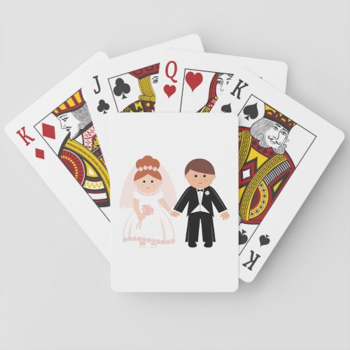 Just Married Couple Playing Cards
