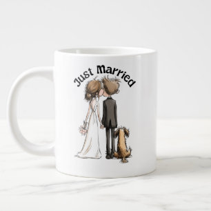 Just Married Couple with Dog – Whimsical Wedding I Giant Coffee Mug