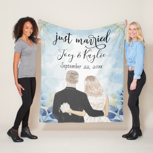 Just Married  Couples Back View Art Custom  Fleece Blanket