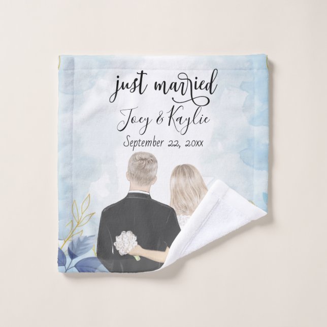 Just Married | Couples Back View Art Custom  Wash Cloth (Wash Cloth)