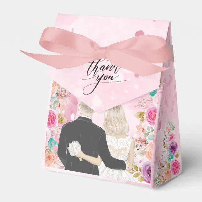 Just Married | Couples Back View Illustration Favor Boxes | Zazzle