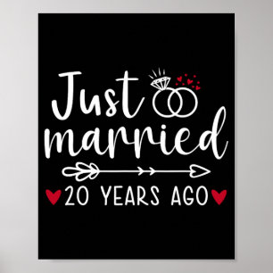 Just Married Couples Funny Husband Wife 20th Anniv Poster