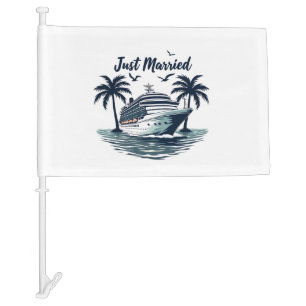 Just Married Cruising Summer Wedding Husband Wife Car Flag