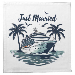 Just Married Cruising Summer Wedding Husband Wife Cloth Napkin