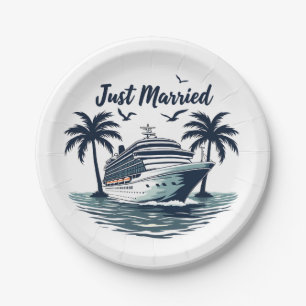 Just Married Cruising Summer Wedding Husband Wife Paper Plates
