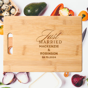 Just Married Custom Couple Name Wedding Engraved Cutting Board