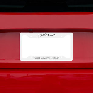Just Married Custom Couple's Names License Plate Frame