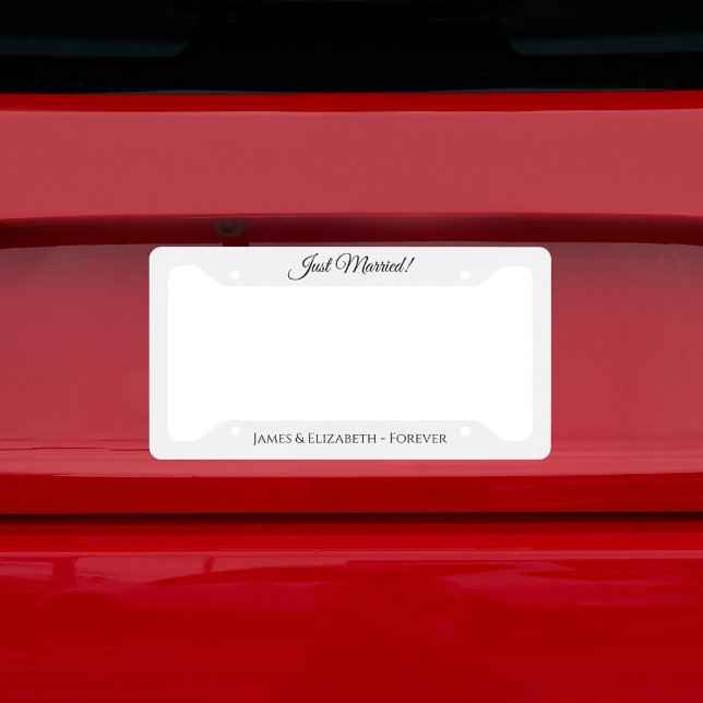 Just Married Custom Couple's Names License Plate Frame (Creator Uploaded)