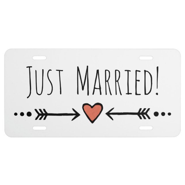 Just Married! Custom Heart Wedding Honeymoon Plate (Front)