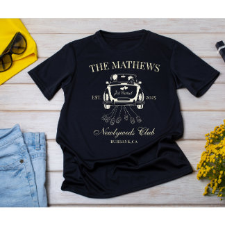 Just Married Custom Wedding Couple Name Date  Tri-Blend Shirt