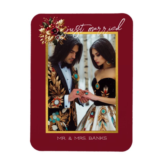 Just Married Custom Wedding Magnet (Vertical)