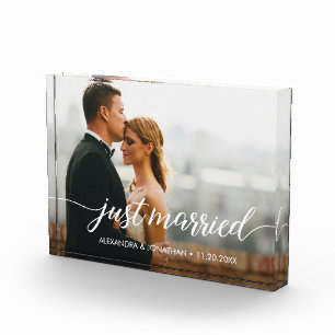 Just Married Custom Wedding Photo Personalized Acrylic Award