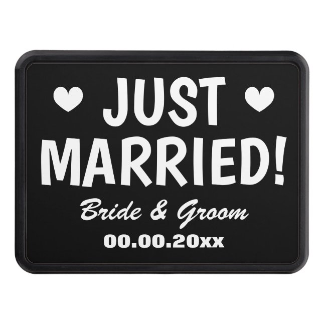 Just Married custom wedding vehicle sign Hitch Cover (Front)